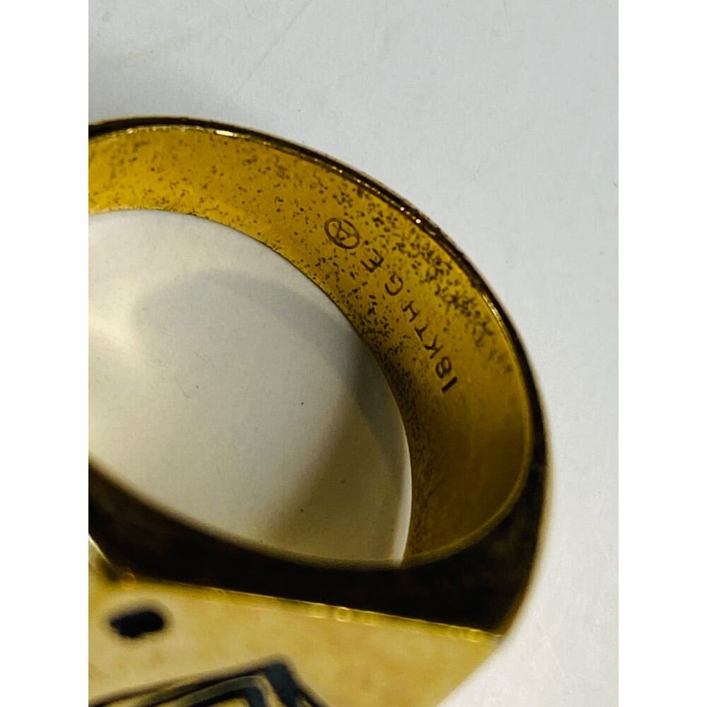 Size 9 Vintage 18k Gold Electroplate Ring Ace of Spades 17.5mm - Picture 6 of 6